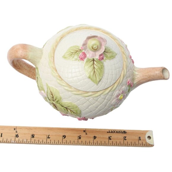 Vintage Chelsea Morning Teapot Hallie Greer Franklin Mint 1988 Cottagecore Quilt - Picture 8 of 11